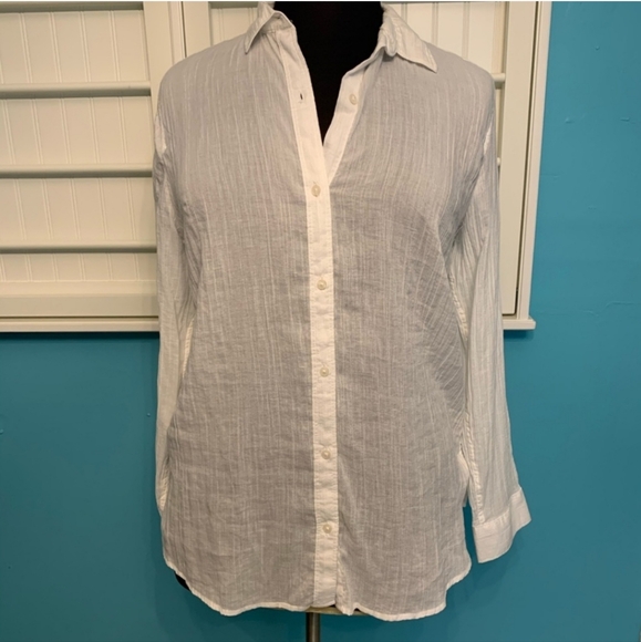 Banana Republic Classic Linen Blend Button Down White XL - Picture 2 of 5